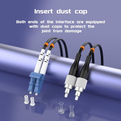 Buacoz 200 Meters LC to LC UPC Outdoor Armored Fiber Patch Cable, 9/125um Single Mode Duplex Fiber Optic Internet Cables, Jumper Optical Patch Cord, (200M/656ft), TPU Black - PuriLite