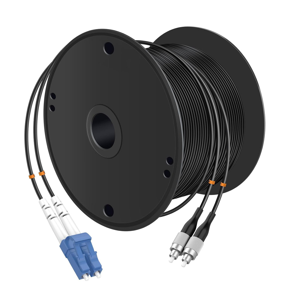 Buacoz 200 Meters LC to LC UPC Outdoor Armored Fiber Patch Cable, 9/125um Single Mode Duplex Fiber Optic Internet Cables, Jumper Optical Patch Cord, (200M/656ft), TPU Black - PuriLite