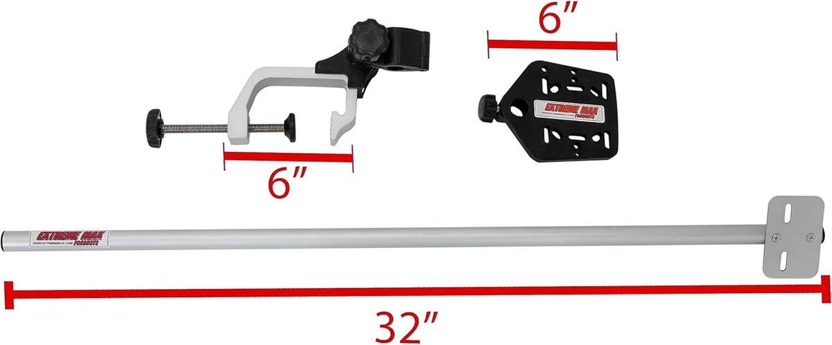 Extreme Max 3006.8647 Portable Clamp-On Universal Transducer Bracket with Fish Finder Mount - PuriLite