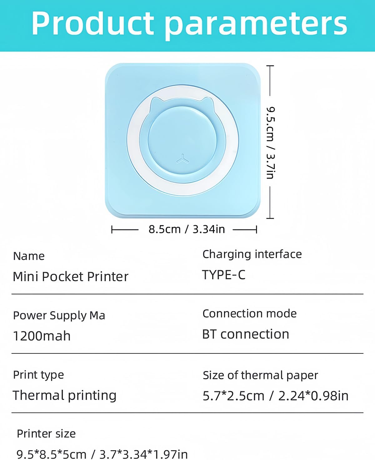 Label Maker - Mini Portable Sticker Printer with 13 Rolls Self-Adhesive Thermal Papers, Labeller Machine for Home Office Study Business Texts Journal, Blue - PuriLite