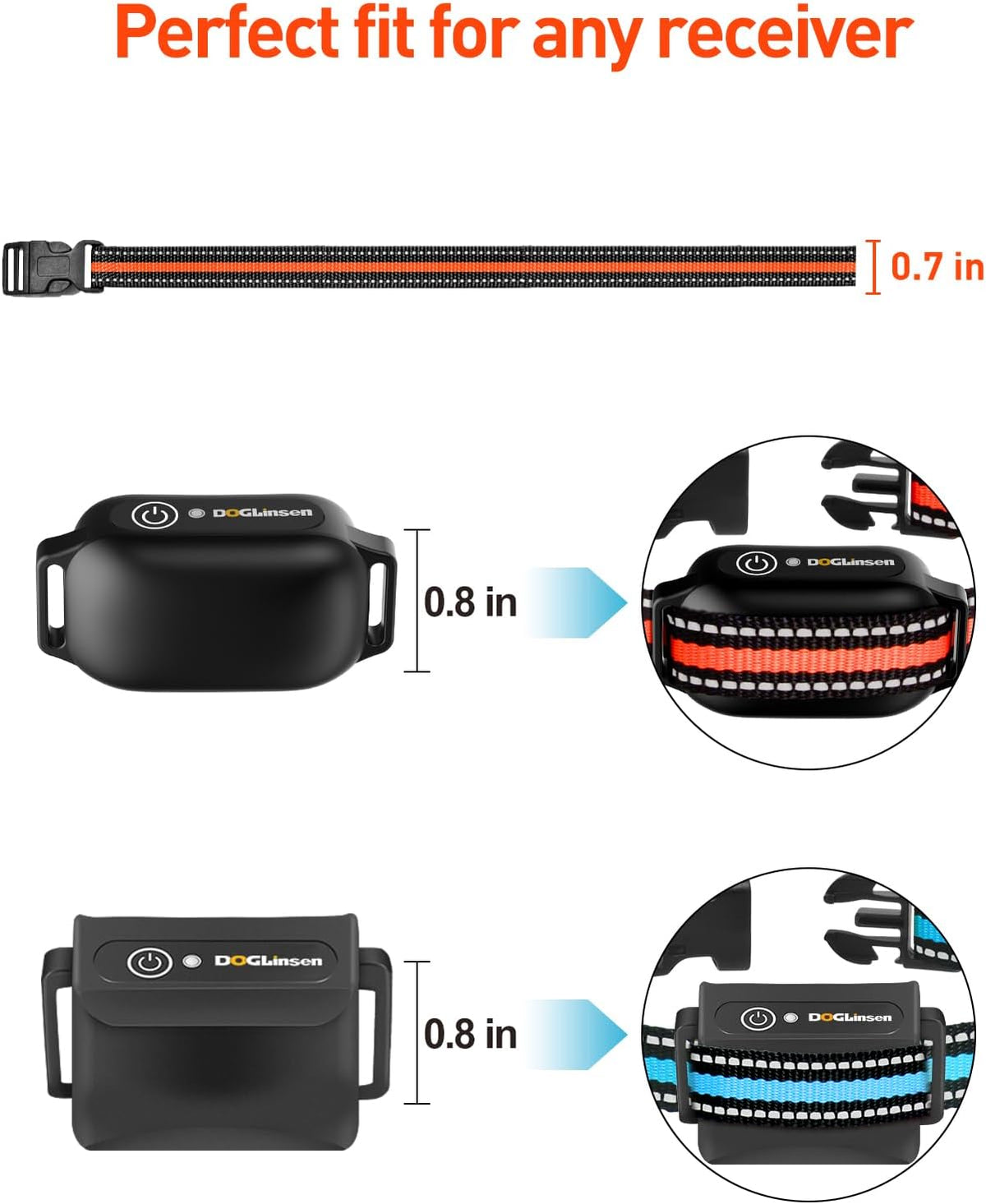 DOGLinsen 2-in-1 Bark and Shock Collar for Dogs, Smart Anti Barking Dog Training Collar with 5 Adjustable Sensitivity, Automatic Bark Collar with Remote, Vibration, Beep, Shock and Automatic - PuriLite