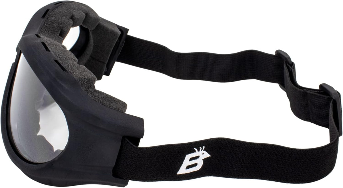 Birdz Eyewear - The Buzzard - Padded Motorcycle Riding Goggle Fits Over Glasses - PuriLite