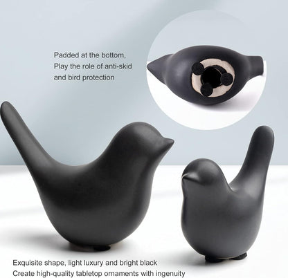Notakia Small Birds Statues Pink Home Decor Modern Style Decorative Ornaments for Living Room, Bedroom, Office Desktop, Cabinets (Black 2Pcs) - PuriLite