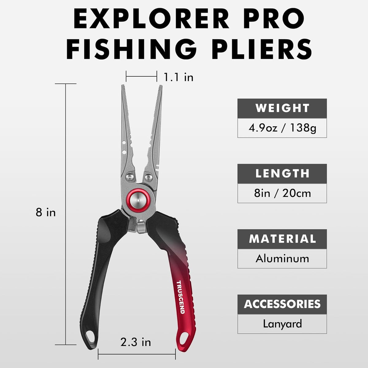 TRUSCEND Lockable Handy Fishing Pliers with Innovative Ergonomic Handle, Saltwater Corrosion Resistant Teflon Coated Fishing Tool, Multi-Function Fishing Gear with Mo-V Cutter, Amazing Fishing Gift - PuriLite