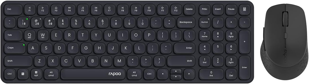 RAPOO Keyboard and Mouse Wireless - 9010M Multi-Device Wireless Keyboard Mouse Combo, 2.4GHz/Bluetooth 5.0/4.0 Wireless Keyboard Mouse Set for Windows/Mac/Linux/Chrome, Support 4 Devices, Silent Click - PuriLite