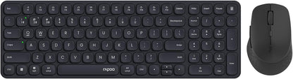 RAPOO Keyboard and Mouse Wireless - 9010M Multi-Device Wireless Keyboard Mouse Combo, 2.4GHz/Bluetooth 5.0/4.0 Wireless Keyboard Mouse Set for Windows/Mac/Linux/Chrome, Support 4 Devices, Silent Click - PuriLite