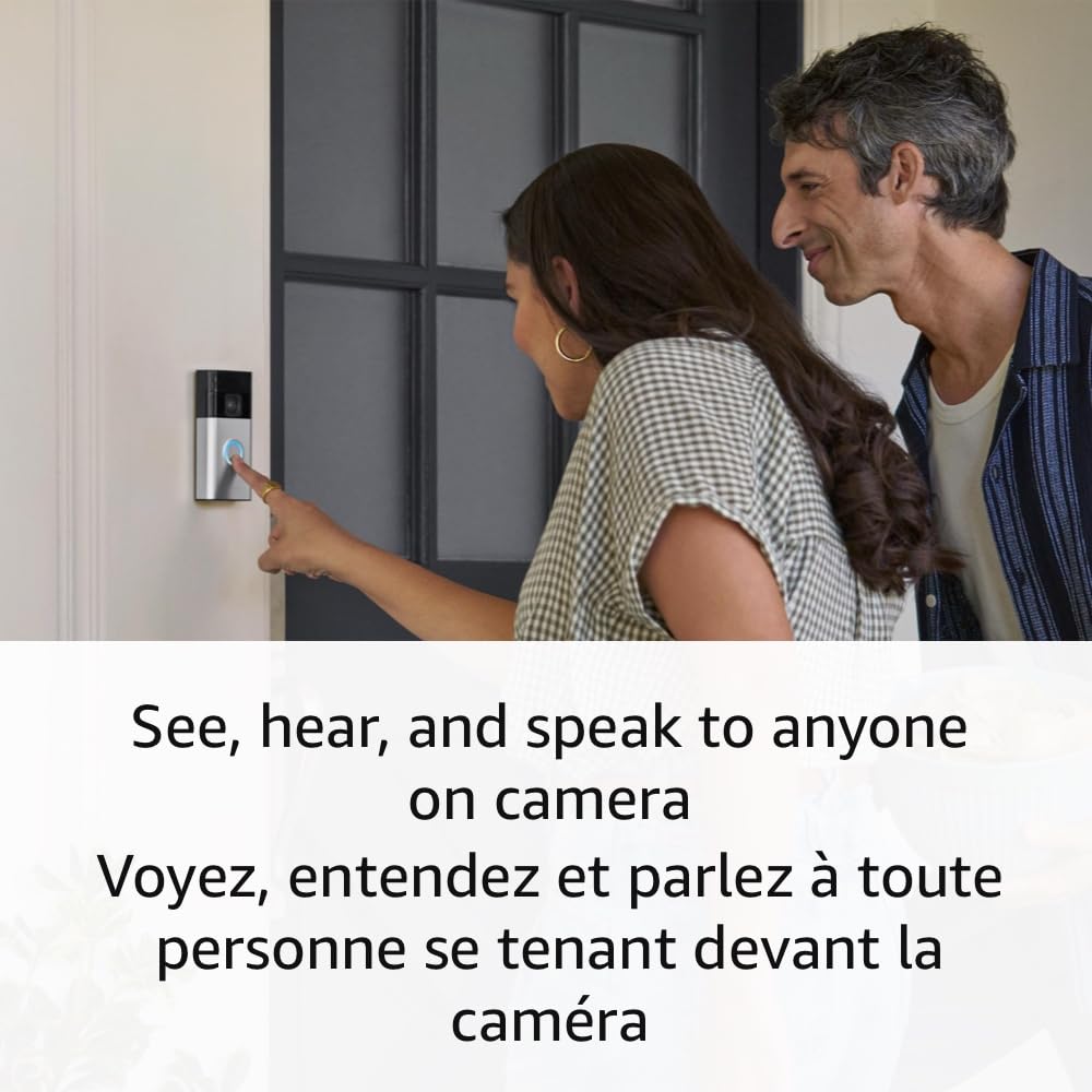 Ring Battery Doorbell — Head-to-Toe Video, Live View with Two-Way Talk, and Motion Detection & Alerts (2024 release), Satin Nickel - PuriLite