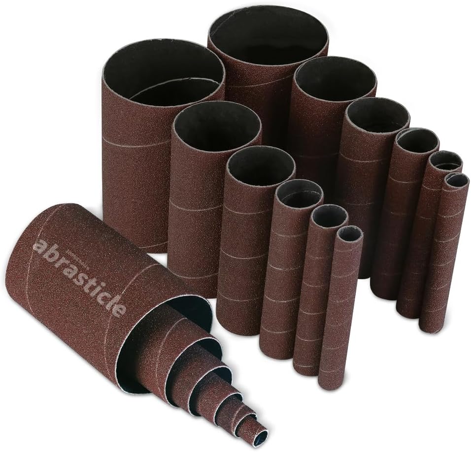 18 Pack Spindle Sander Sleeves, Sanding Sleeves for Oscillating Sander, 80 150 240 Assorted Grit Sandpaper, 4-1/2" Length, 1/2",3/4",1",1-1/2", 2", 3" Diameter - PuriLite