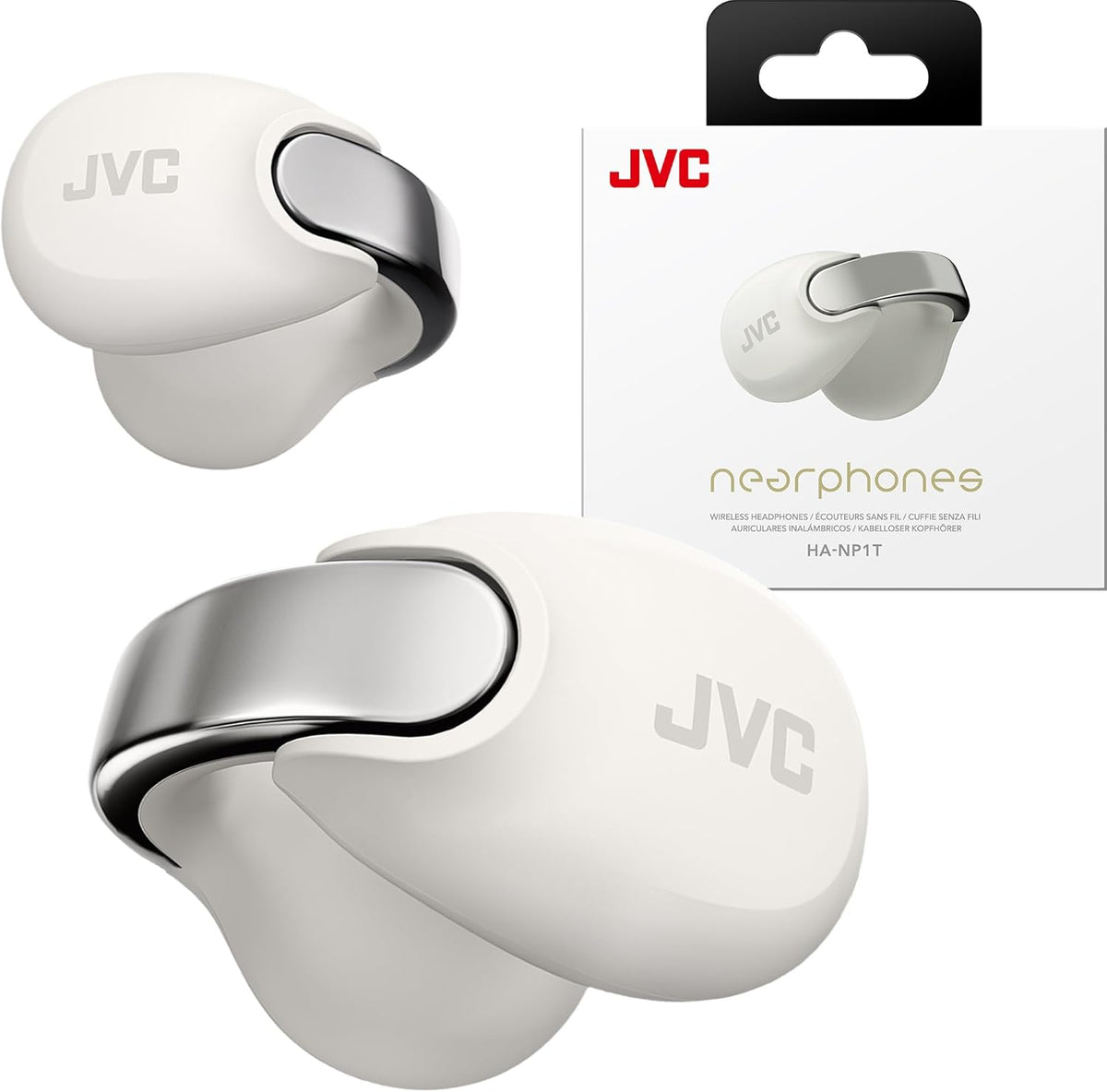 JVC nearphones Open Ear-Cuffs Wireless Headphones with Clasp Mechanism, Multipoint, Single Ear use, BT 5.3, Long Battery Life (up to 24 Hours) - HA-NP1T-A Teal Blue - PuriLite