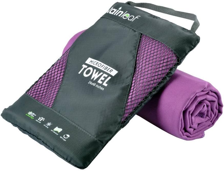 Rainleaf Microfiber Towel Perfect Travel & Gym & Camping Towel. Quick Dry - Super Absorbent - Ultra Compact - Lightweight. Suitable for Trip, Beach, Shower, Backpacking, Pool - PuriLite