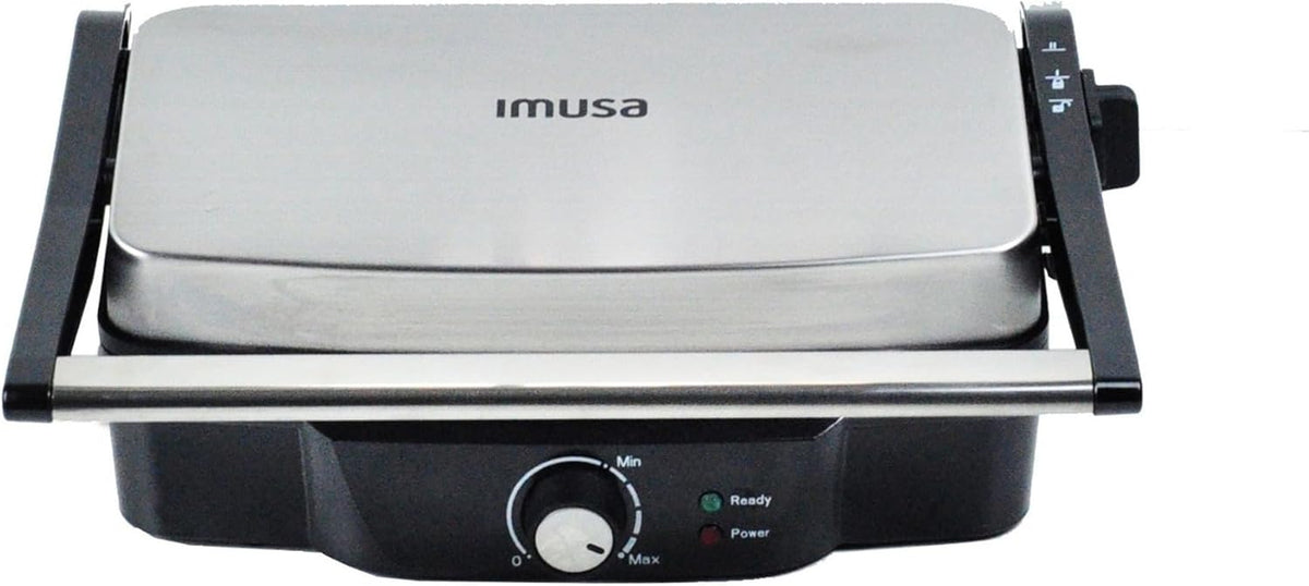 IMUSA Stainless Steel Panini Press Electric with Adjustable Temperature Settings and Nonstick Plates, 1200W - PuriLite