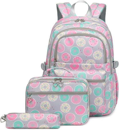 3Pcs Daisy Prints Backpack for Girls Bookbag set Primary School Daypack Elementary Students Knapsack with Lunch Box - PuriLite