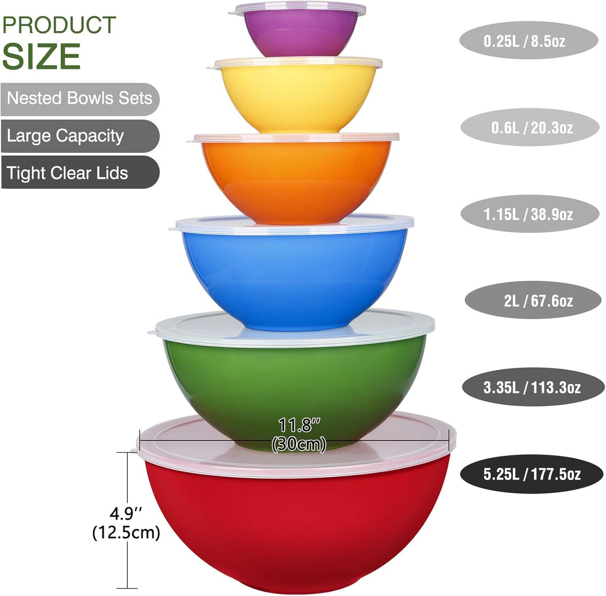 Purilite Select Plastic Mixing Bowl Set - PuriLite