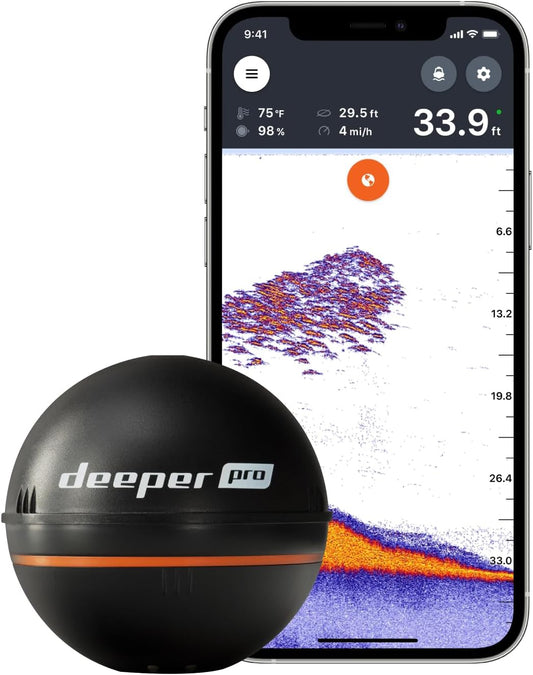 Deeper PRO Smart Portable Sonar - Wireless Wi-Fi Fish Finder for Kayak and Ice Fishing - PuriLite
