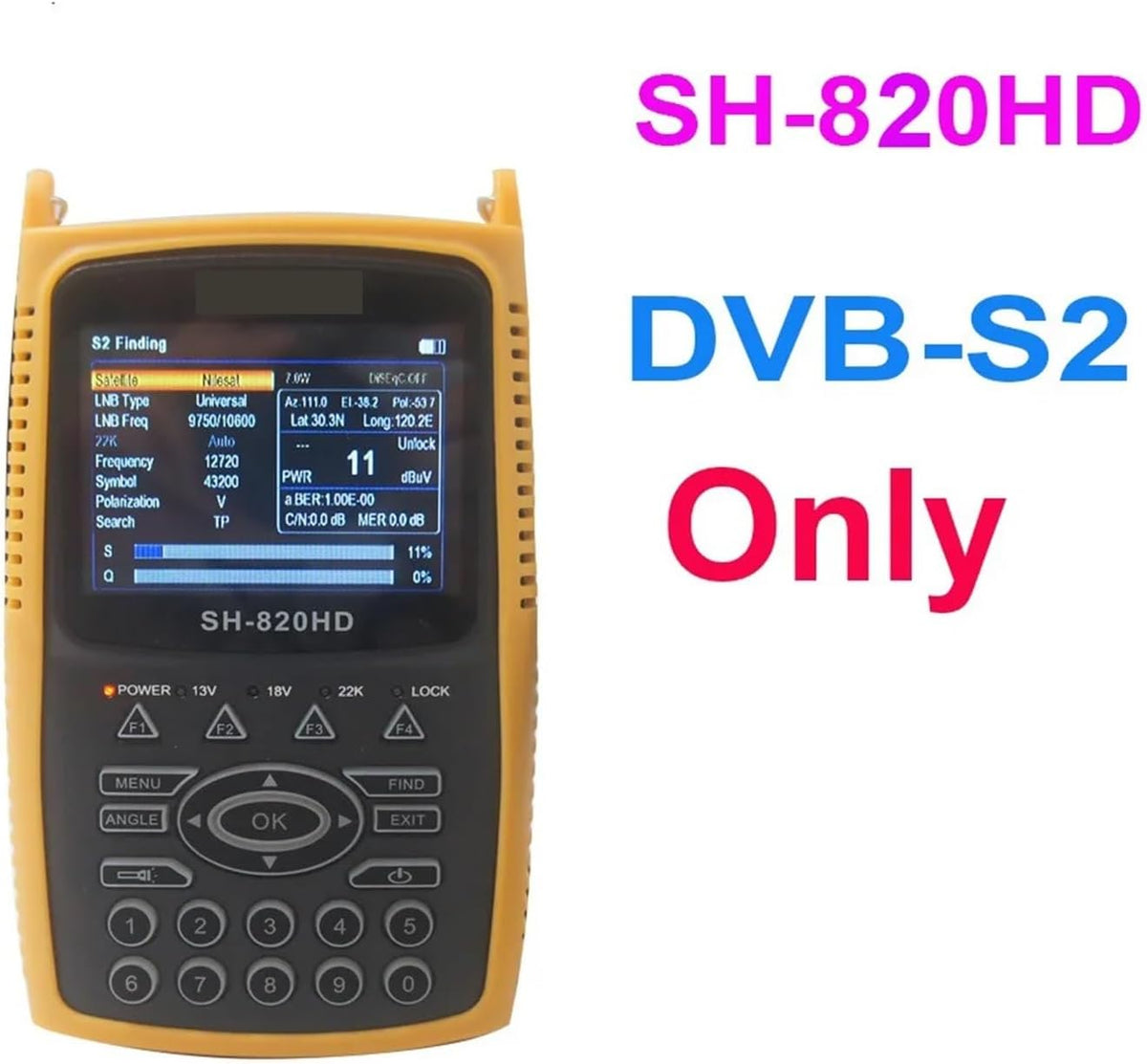 SH-820HD 3.5inch Combo Satfinder Satellite Finder Meter H.265 HEVC DVB-S/S2/T/T2/C/CCTV HD Digital Signal Finder Meter(S2) - PuriLite