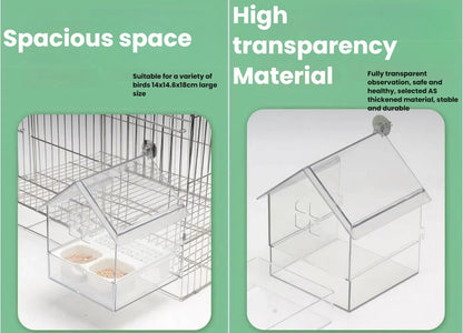 Pull-Out External Parrot Feeder, No Mess Pet Bird Feeders for Cage, Decorative Transparent Bird Bath Tub Easy to Fill, Birds Feeding & Watering Supplies for Parrots (2pcs White)