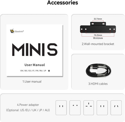 Beelink Mini PC, Mini S12 Intel 12th N95 4C/4T, 8GB DDR4 RAM 480GB SSD
