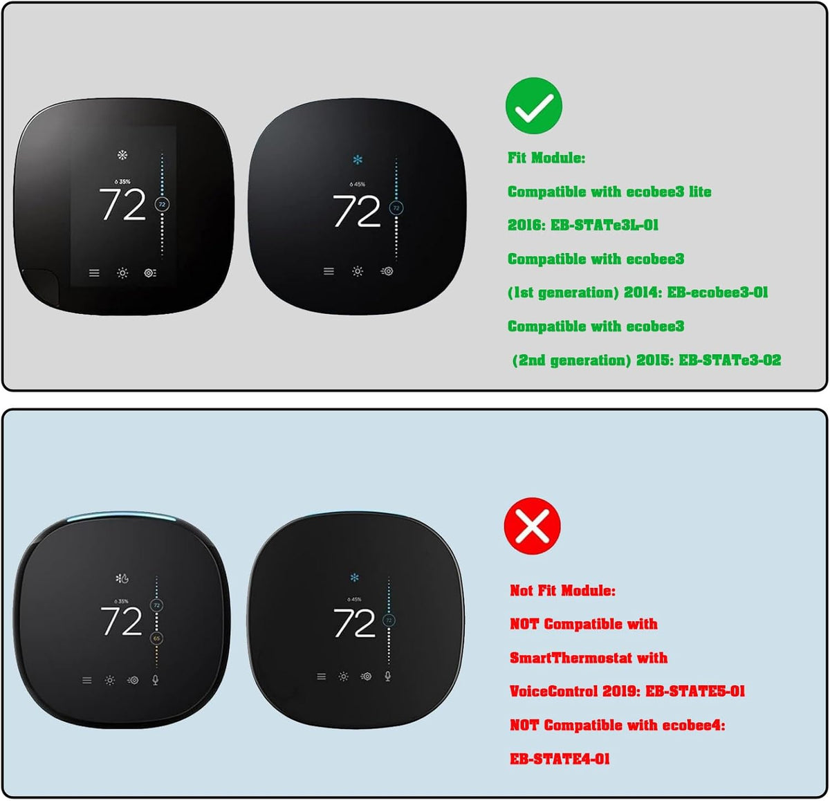 LT Easiyl Wall Plate Soft Silicone Wall Bracket Compatible with Ecobee3 Lite Compatible with Ecobee3 Smart Thermostat for Wall Plate Trim Wall Coverage - PuriLite