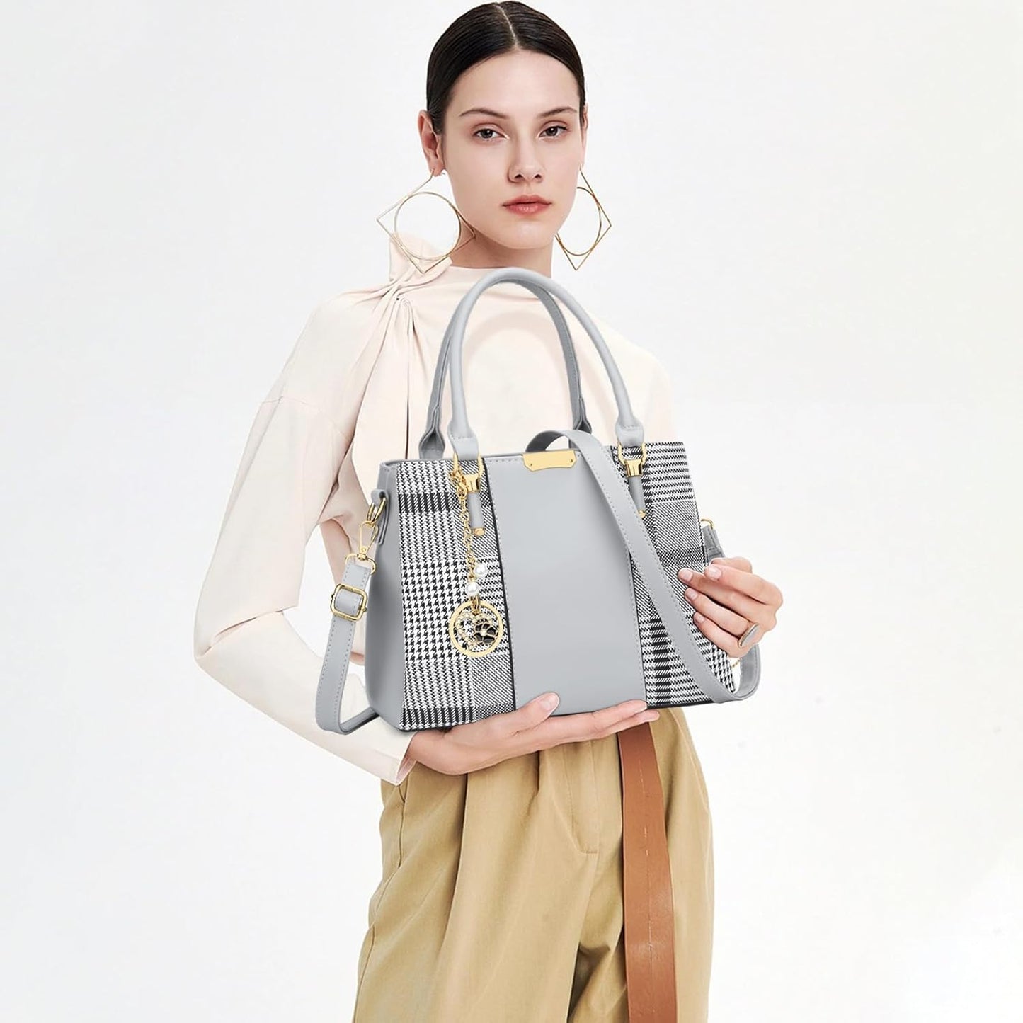 KKXIU Trendy Tote Bag for Women Lightweight Oxford Big Capacity Shoulder Purses and Handbags - PuriLite