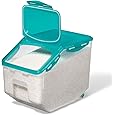 Rice Container, Bug Proof Rice Storage Bin, Odorless Airtight Rice Box with Clear Window for Grains Sugar Flour (S Gray (5kg/11.0lb)) - PuriLite
