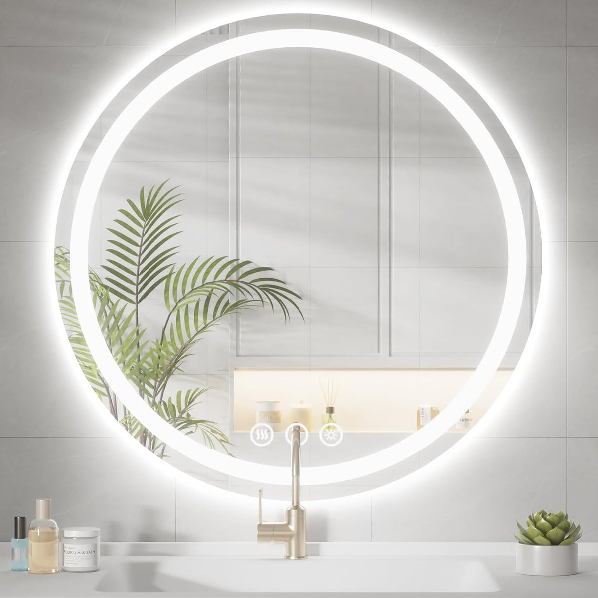 Lmsedf 24" x 32"Rectangle LED Bathroom Mirror with Lights, Backlit & Front Lighted, Wall-Mounted Vanity Mirror 3000K/4000K/6000K, Memory Functions, Anti-Fog, Dimmable Smart Mirror - PuriLite