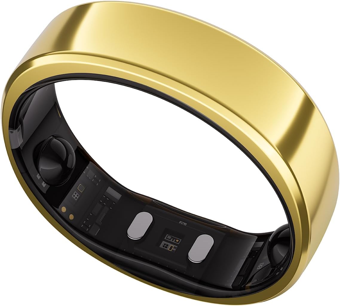 RingConn Gen 2 Smart Ring, No App Subscription, Size First with Sizing Kit, 12-Day Battery Life, Stress/Women's Health Tracker, Compatible with Android & iOS (Black, Size 8) - PuriLite