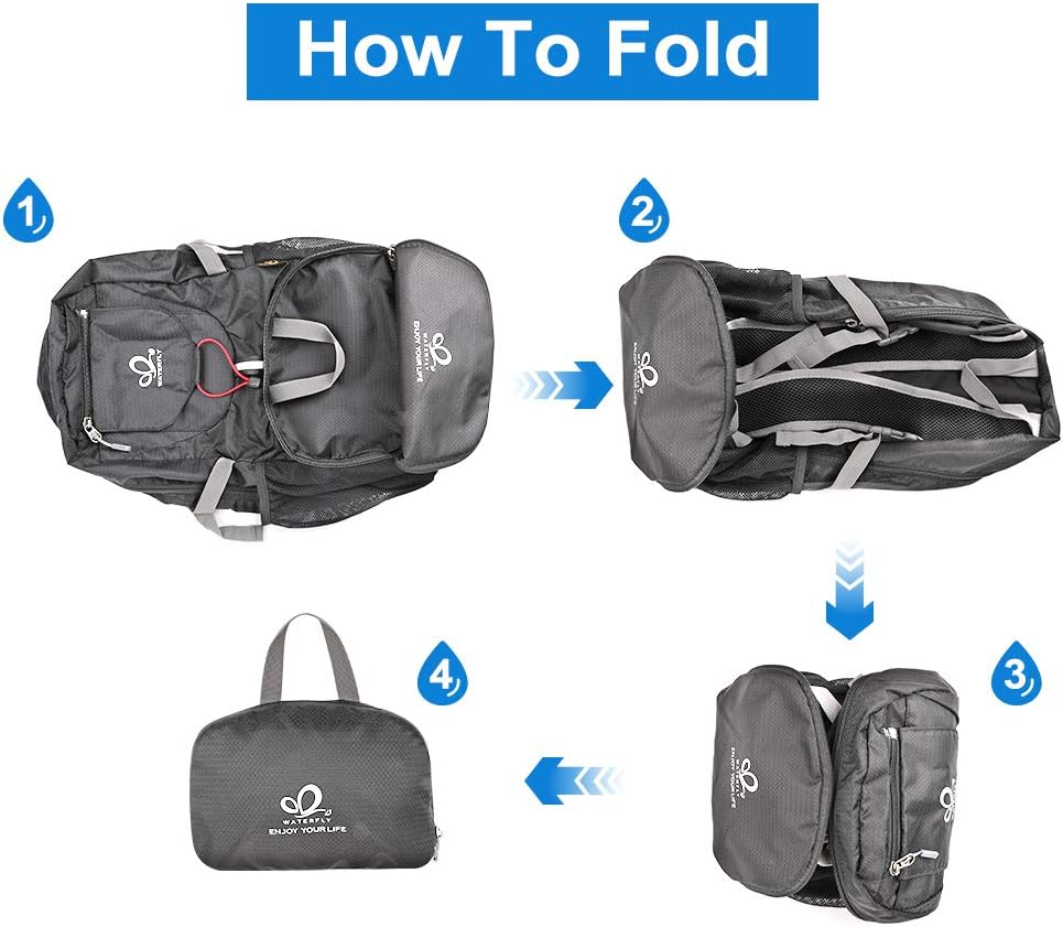WATERFLY Hiking Backpack 20L Foldable Travel Backpack Lightweight Hiking Daypack for Outdoor Cycling Camping - PuriLite