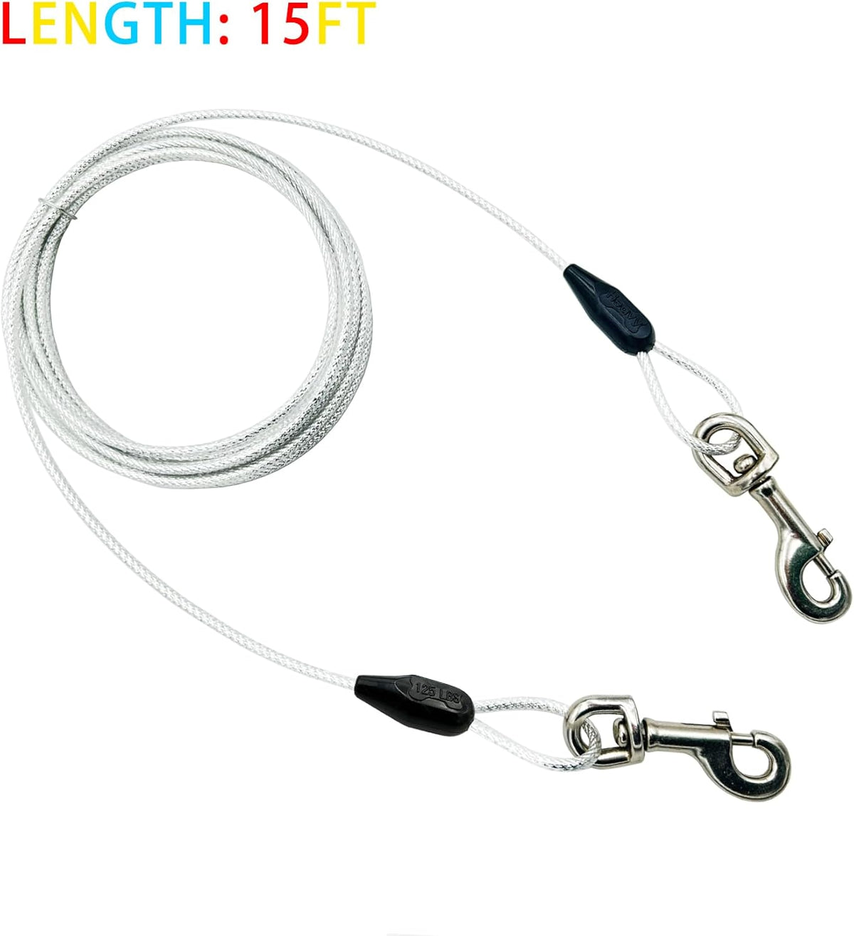 Petest 25ft Reflective Tie-Out Cable for Small Dogs Up to 35 Pounds - PuriLite