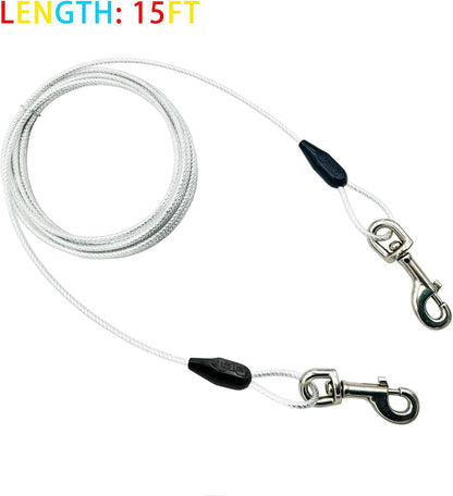 Petest 25ft Reflective Tie-Out Cable for Small Dogs Up to 35 Pounds - PuriLite
