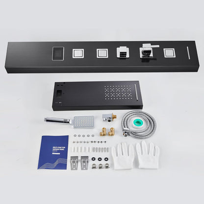 LED Shower Panel Tower System Black, MENATT 304 Stainless Steel 5-Function Shower Panel Rainfall Waterfall Shower Rain Massage System with Body Jets - PuriLite