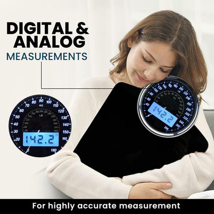 EILISON Highly Advance 2-in-1 Digital & Analog Weighing Scale for Body Weight-400lbs, 4 High Precison GX Sensor Accurate, Thick Tempered Glass, Extra Large Display (White) - PuriLite