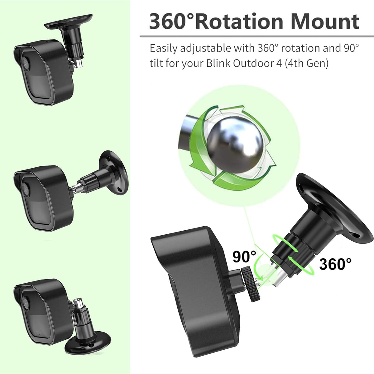 All-New Blink Outdoor 4 (4th Gen) Camera Mount, 3 Pack Protective Cover and 360 Degree Adjustable Mount with Blink Sync Module 2 Outlet Mount for Blink Camera Security System (Black) - PuriLite