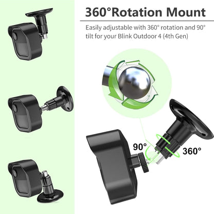 All-New Blink Outdoor 4 (4th Gen) Camera Mount, 3 Pack Protective Cover and 360 Degree Adjustable Mount with Blink Sync Module 2 Outlet Mount for Blink Camera Security System (Black) - PuriLite
