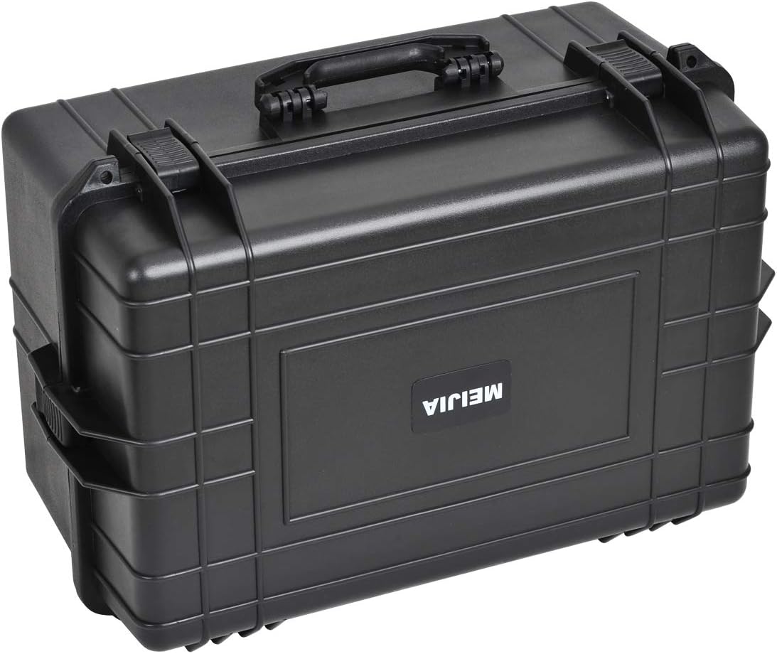 MEIJIA Portable Waterproof Protective Hard Case,Camera Case with Customizable Fit Foam Inserted, Elegant Black (9.17"x 7.56"x4.33") - PuriLite
