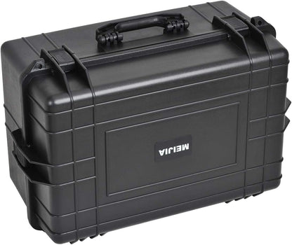 MEIJIA Portable Waterproof Protective Hard Case,Camera Case with Customizable Fit Foam Inserted, Elegant Black (9.17"x 7.56"x4.33") - PuriLite