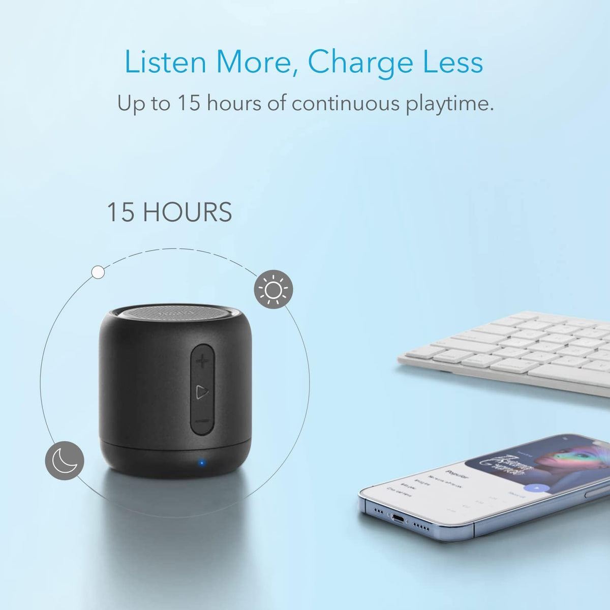 Anker SoundCore mini, Super-Portable Bluetooth Speaker with 15-Hour Playtime, 66-Foot Bluetooth Range, Enhanced Bass, Noise-Cancelling Microphone - PuriLite