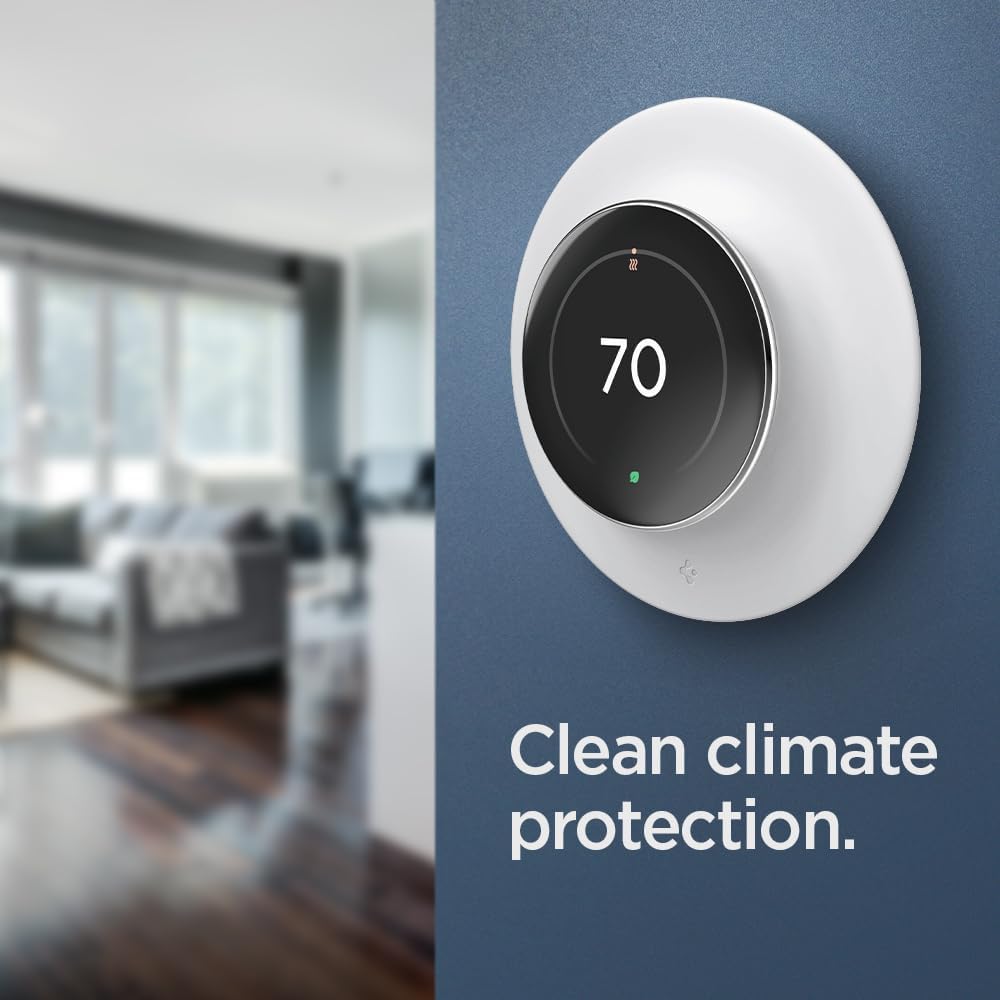 Spigen Wall Plate Designed for New Google Nest Learning Thermostat 4th Generation (2024) Wall Plate - Matte Black - PuriLite