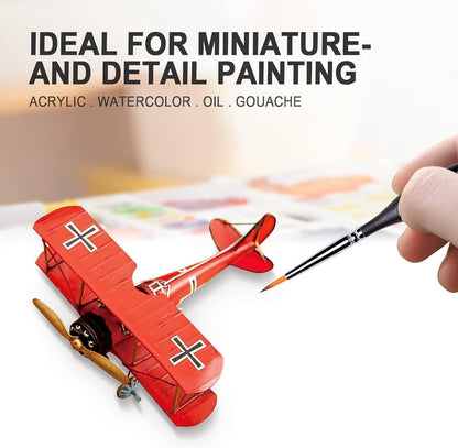 Detail Paint Brushes Set 10pcs Miniature Brushes for Fine Detailing & Art Painting - Acrylic, Watercolor,Oil,Models - PuriLite