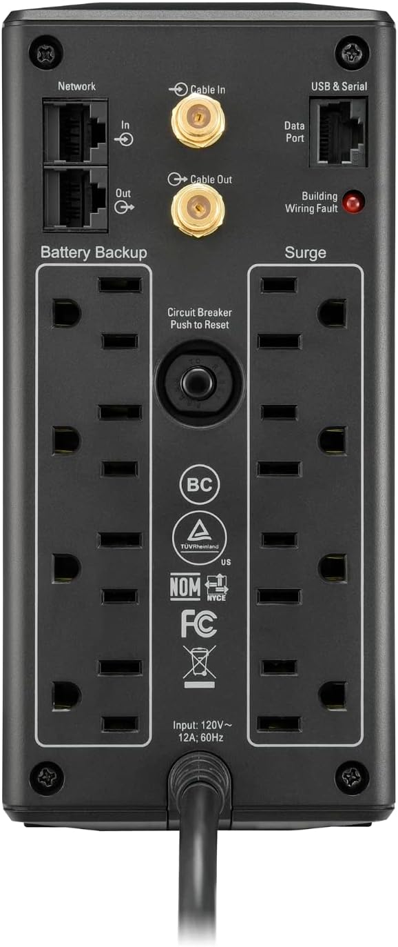 APC 1500VA UPS Battery Backup & Surge Protector, APC UPS Back-UPS Pro (BX1500M) - PuriLite
