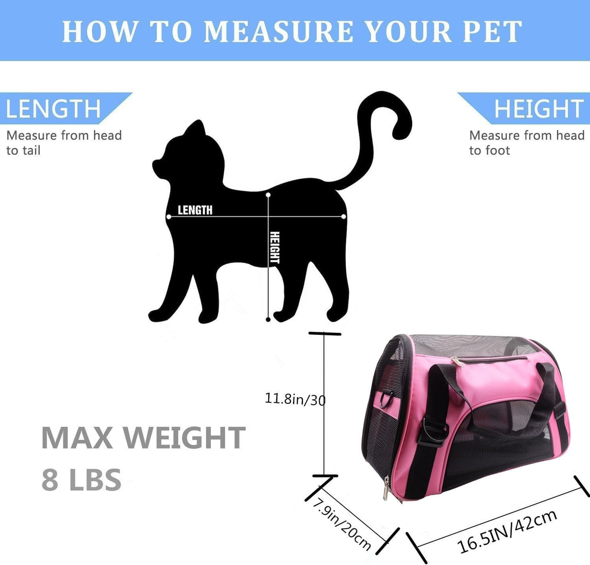 Dotala Cat Carrier,Collapsible Soft-Sided Pet Travel Carrier,Airline Approved Small Dog Cat Carrier for Small Puppy and Cats (Blue) - PuriLite