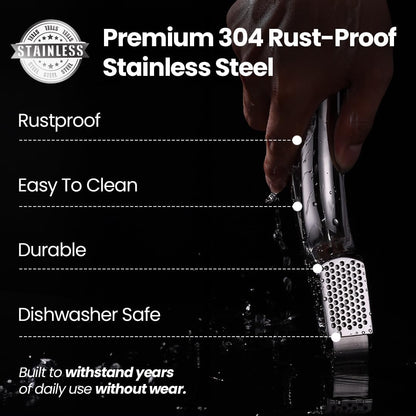 Gourmet Easy Lifetime Replace Garlic Press, No Need to Peel, Fine & Coarse Detachable Design for Easy Cleaning, Ergonomic Handle for Effortless Press, Stainless Steel Rust-Resistant, Dishwasher Safe