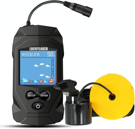 LUCKYLAKER Water Boat Fish Finders Depth Portable Handheld Fish Finder Transducer Wired Ice Fishing Finders Sonar - PuriLite