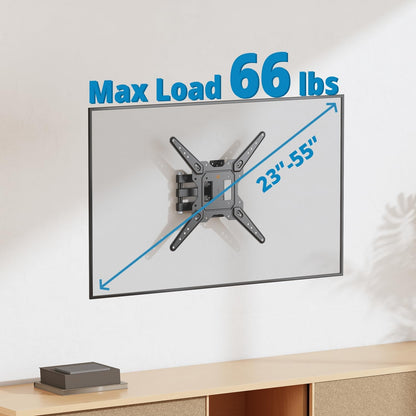 Full Motion Wall Mount Bracket & Arm for TVs/Monitors, Fits Most 32" to 55" Flat Screens, Swivels Right Left 180 Degrees, Adjustable Tilt, One Person Installation, Hardware Included by Husky Mounts - PuriLite