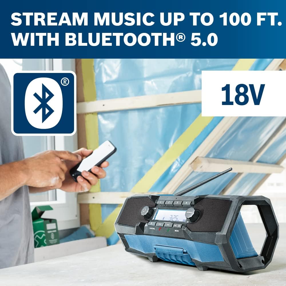 Bosch GPB18V-2CN 18V Compact Jobsite Radio with Bluetooth® 5.0 - PuriLite
