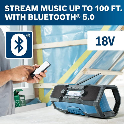 Bosch GPB18V-2CN 18V Compact Jobsite Radio with Bluetooth® 5.0 - PuriLite