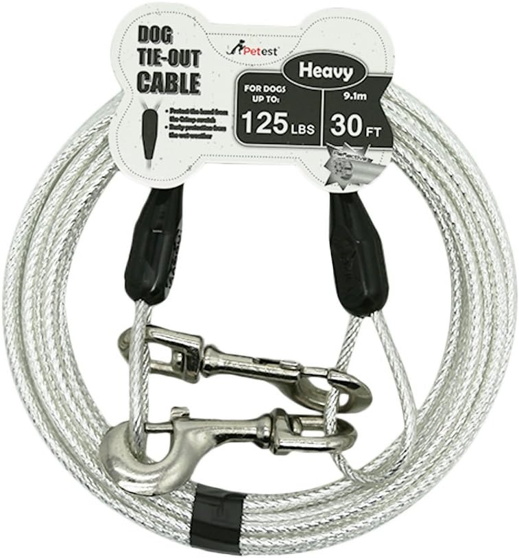 Petest 25ft Reflective Tie-Out Cable for Small Dogs Up to 35 Pounds - PuriLite