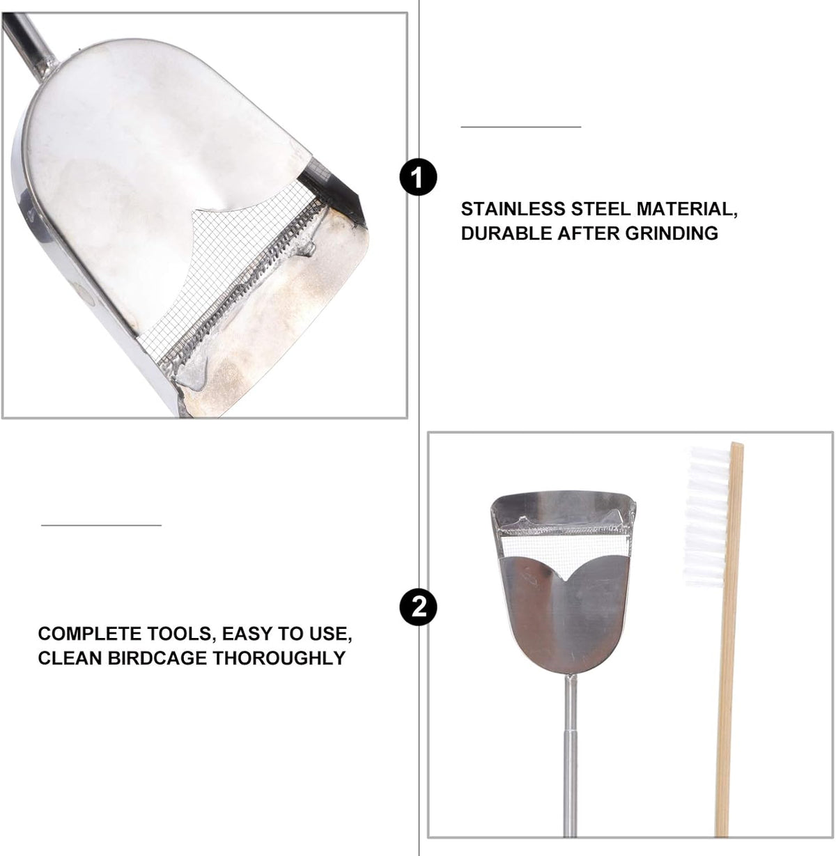 DOITOOL 6pcs Brush and Shovel Kit for Pet Supplies Cage Cleaning Accessory for Parrot Birds