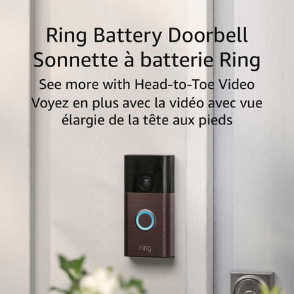 Ring Battery Doorbell — Head-to-Toe Video, Live View with Two-Way Talk, and Motion Detection & Alerts (newest model), Venetian Bronze - PuriLite