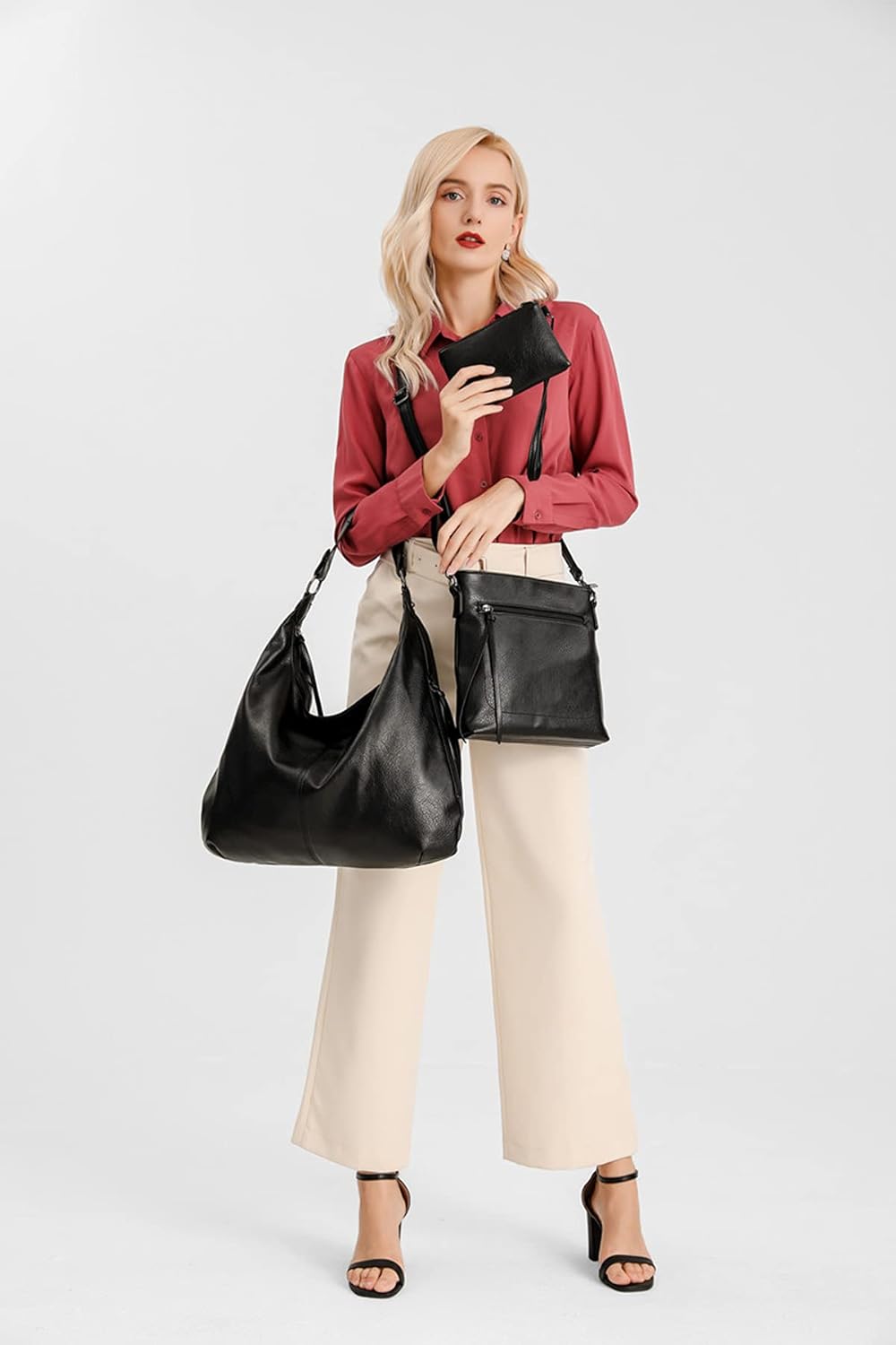 Ashioup Hobo Bags for Women Soft PU Leather Shoulder Bag Vintage Slouchy Handbag with Zipper - PuriLite