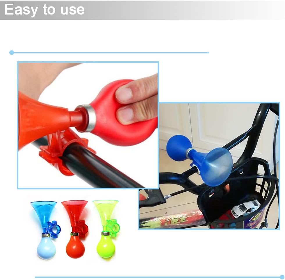 3 Pcs Bike Horn Kids Air Horn Clown Horn Hand Held Plastic Scooter Bicycle Bell for Cart Kids Boys Girls - PuriLite